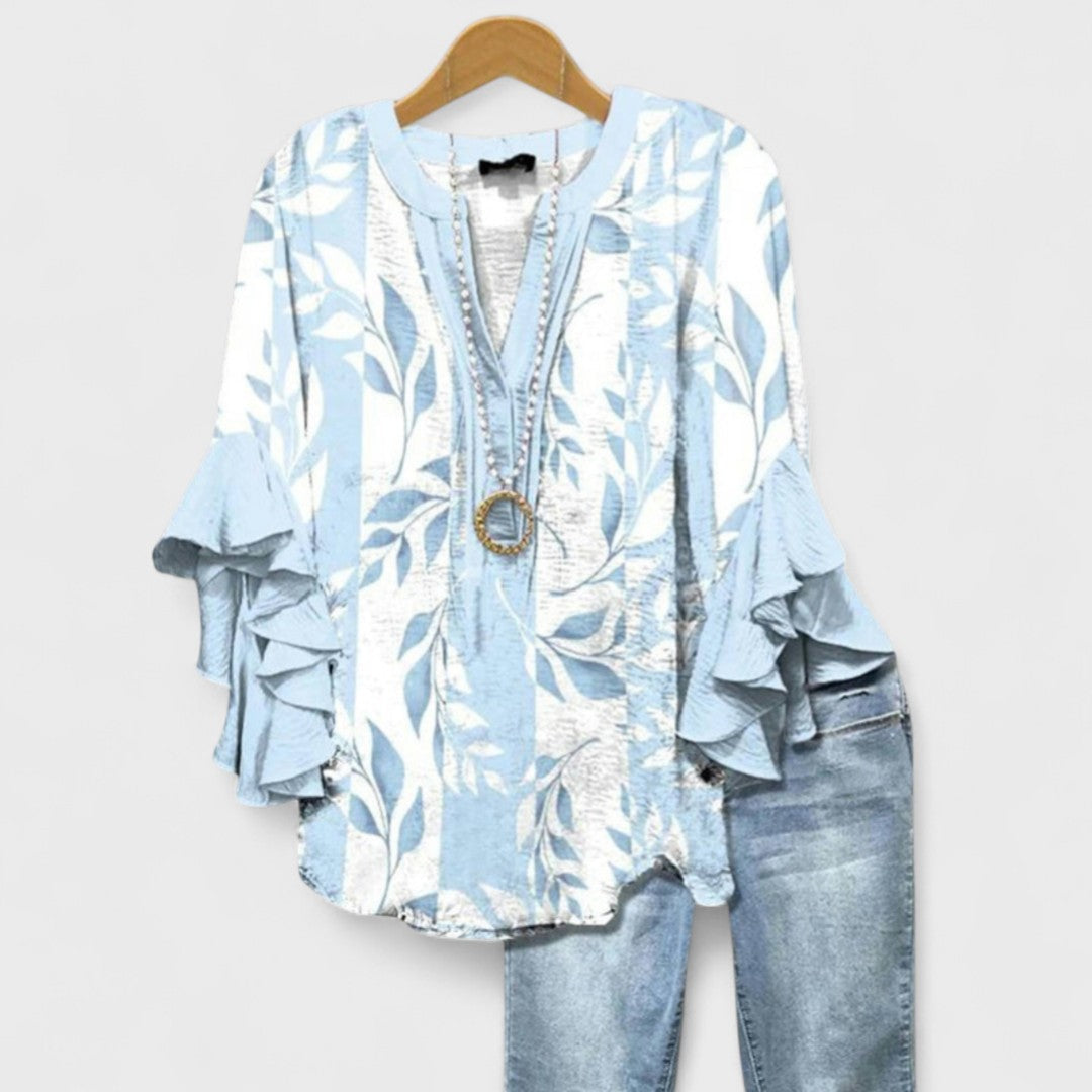 Carina - Blouse with Elegant Flowers